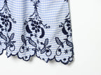 Women Clothing Summer Fashionable Lace Embroidered Plaid Midi Skirt Howe