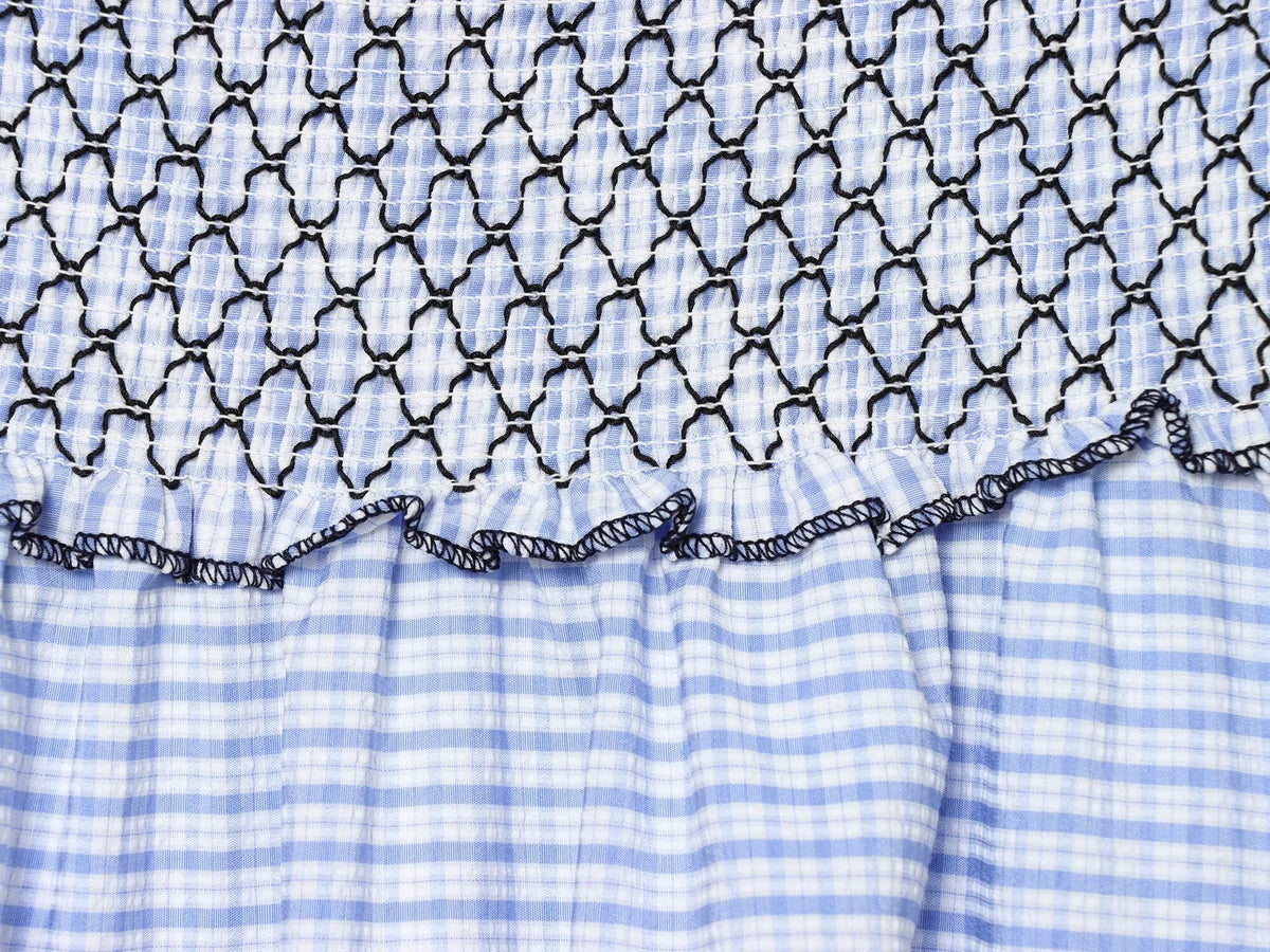 Women Clothing Summer Fashionable Lace Embroidered Plaid Midi Skirt Howe