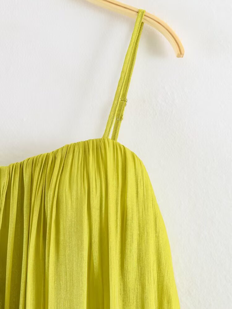 Summer Sexy Elegant Pleated Backless Strap Maxi Dress Party Dress LongZest