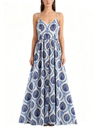 Women Clothing Summer French Vacation Loose Strap Dress LongZest