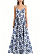 Women Clothing Summer French Vacation Loose Strap Dress LongZest