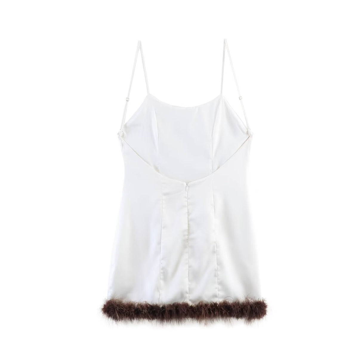 Women Clothing Western Classic All Match Furry Splicing Sling Dress LongZest