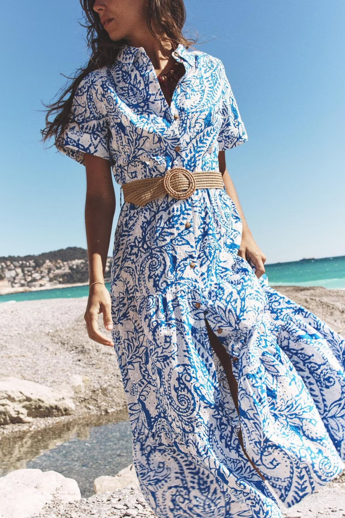 Women Clothing Summer Office with Belt Embroidery Dress Howe