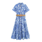 Women Clothing Summer Office with Belt Embroidery Dress Howe