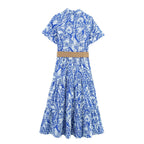 Women Clothing Summer Office with Belt Embroidery Dress Howe
