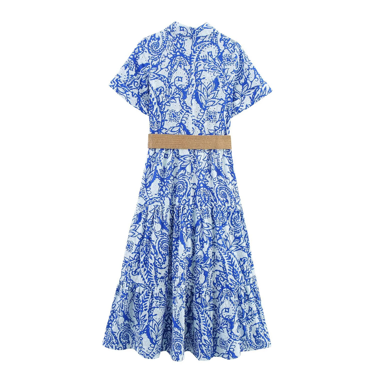 Women Clothing Summer Office with Belt Embroidery Dress Howe