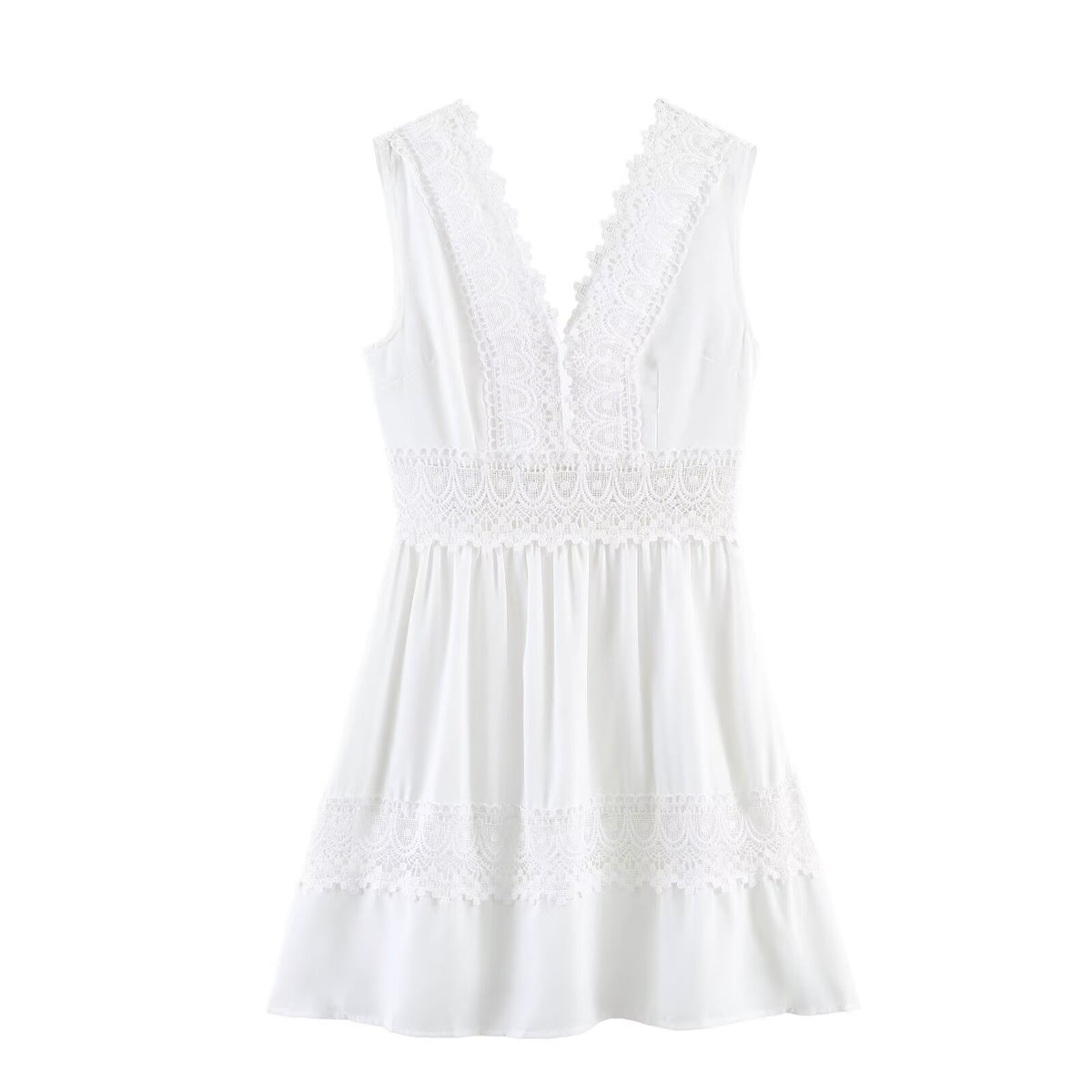 Summer Slim Waist Lace Short Stitching Dress Wennie
