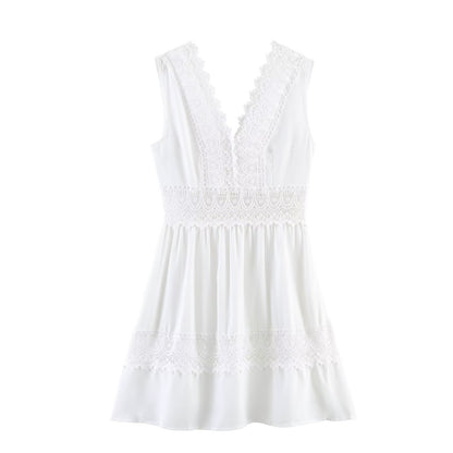 Summer Slim Waist Lace Short Stitching Dress Wennie