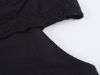 Elegant Black Slim Fit Slimming Lace Stitching Side Waist Split Sling Dress Howe