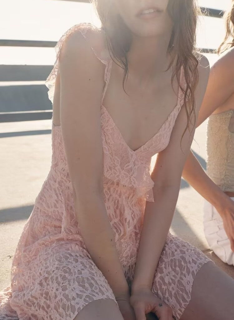 Women Clothing Laminated Decoration Lace Dress flightCourse