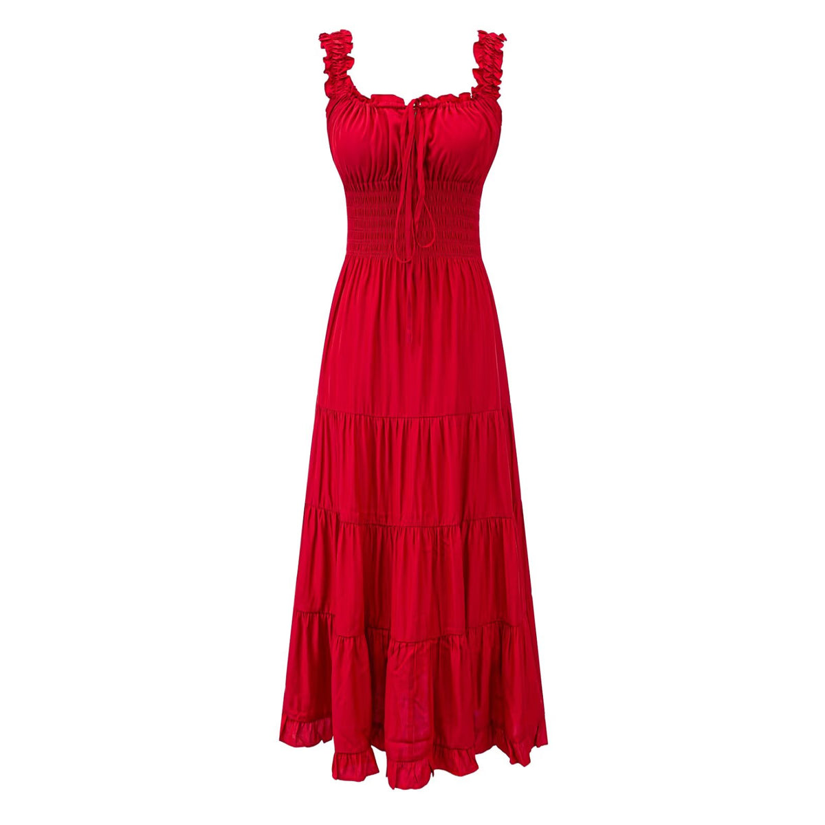 Fairy Dress Seaside Wear Tight Waist Strap Dress Women Summer Beautiful Square Collar Slimming Umbrella Swing Dress PullWind