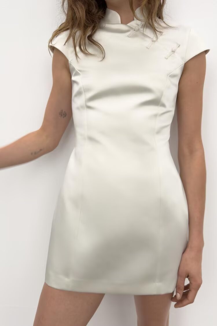Women Silk Satin String Button Mini Dress Women flightCourse