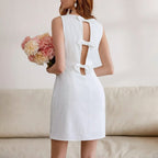 Woman Elegant Back Bow Tie Style Pastel Dress Wennie