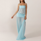 Summer Women Clothing Sexy Stitching See through Strap Solid Color Dress JiaJia