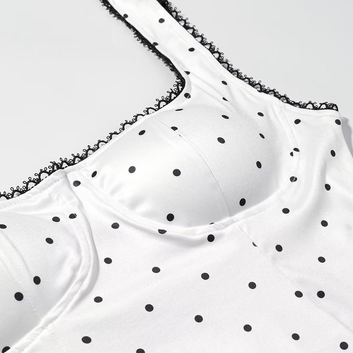 Women Clothing Gentle Sleeveless Stylish Simple Polka Dot Lace Sling Jumpsuit JiaJia