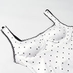 Women Clothing Gentle Sleeveless Stylish Simple Polka Dot Lace Sling Jumpsuit JiaJia