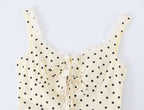 Polka Dot Camisole Women Summer Retro Elegant Lace Stitching Tied Cinched Sleeveless Dress OMI