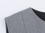 Fall Simple with Belt False Two Piece Set Crepe Dress Goyo