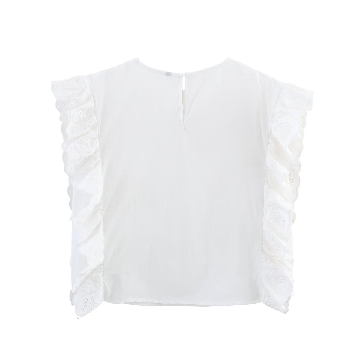 Women Clothing Summer French Ruffled Embroidered Sleeveless Top Howe