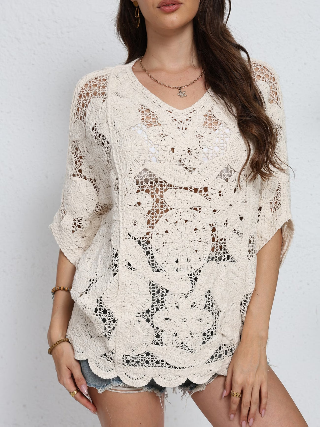 Women Summer Vacation Short Sleeved Knitted Top Reddy