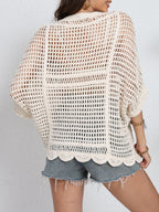 Women Summer Vacation Short Sleeved Knitted Top Reddy