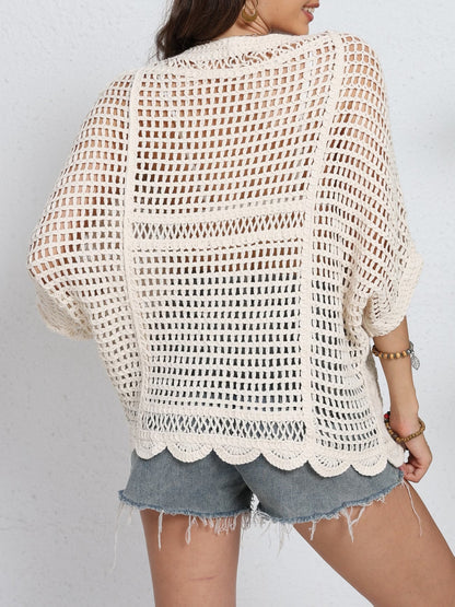 Women Summer Vacation Short Sleeved Knitted Top Reddy