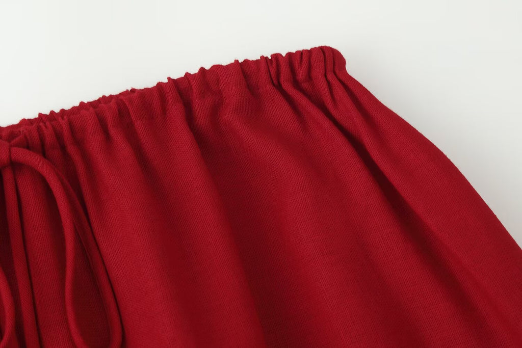 Women Clothing Lace up Pleated Midi Skirt Sets JOUNJ