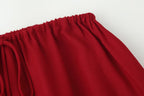 Women Clothing Lace up Pleated Midi Skirt Sets JOUNJ