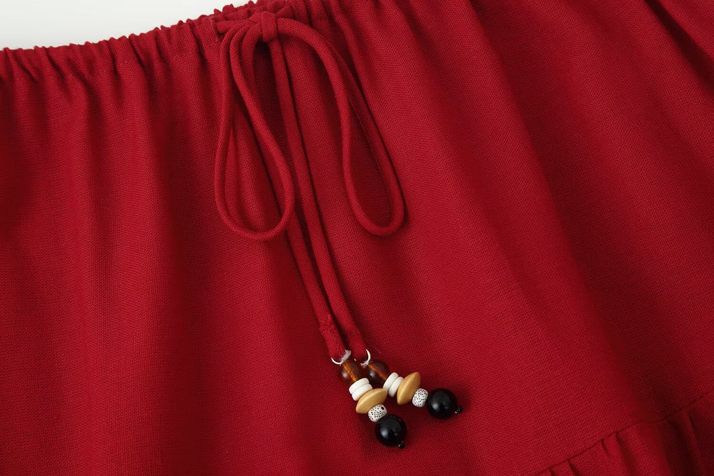 Women Clothing Lace up Pleated Midi Skirt Sets JOUNJ