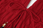 Women Clothing Lace up Pleated Midi Skirt Sets JOUNJ
