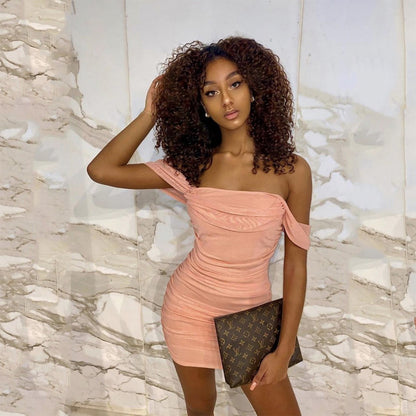 Summer New Sling off Neck Mesh Sexy Nightclub Sheath Dress
