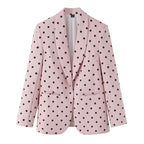 Women Clothing Summer Minimalist Quality Elegant Polka Dot Non Buckle Blazer DANTENG