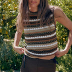 Women Clothing Summer Striped Texture Knitted Sleeveless Vest Shell