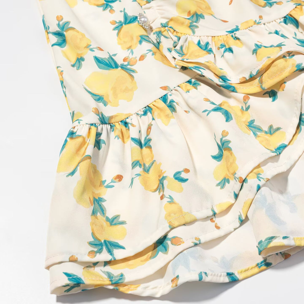 Women Clothing Fashionable All Matching Printed Floral Flounce Slim Dress JiaJia