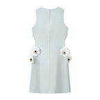 Women Clothing Hollowed out Sequined Floral Sleeveless Cropped Outfit Short Dress JiaJia