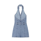 French Women Clothing Fashionable All Match Flip Halter Mini Dress Howe