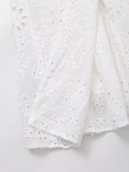 Women Clothing Sweet Cutout Machine Embroidery Collared Tied Shirt Dress Howe