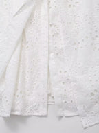 Women Clothing Sweet Cutout Machine Embroidery Collared Tied Shirt Dress Howe