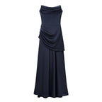 Summer Women Clothing Pleated Elegant Sleeveless Slim Fit Evening Dress Ribbon Tube Top Dress JiaJia