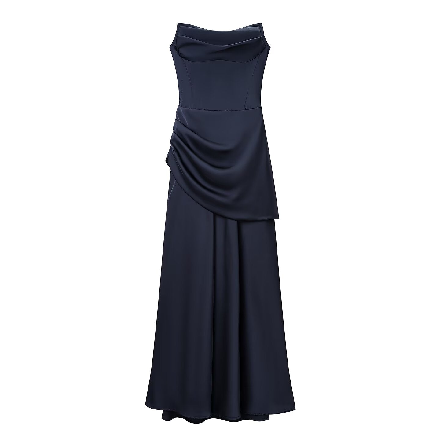 Summer Women Clothing Pleated Elegant Sleeveless Slim Fit Evening Dress Ribbon Tube Top Dress JiaJia