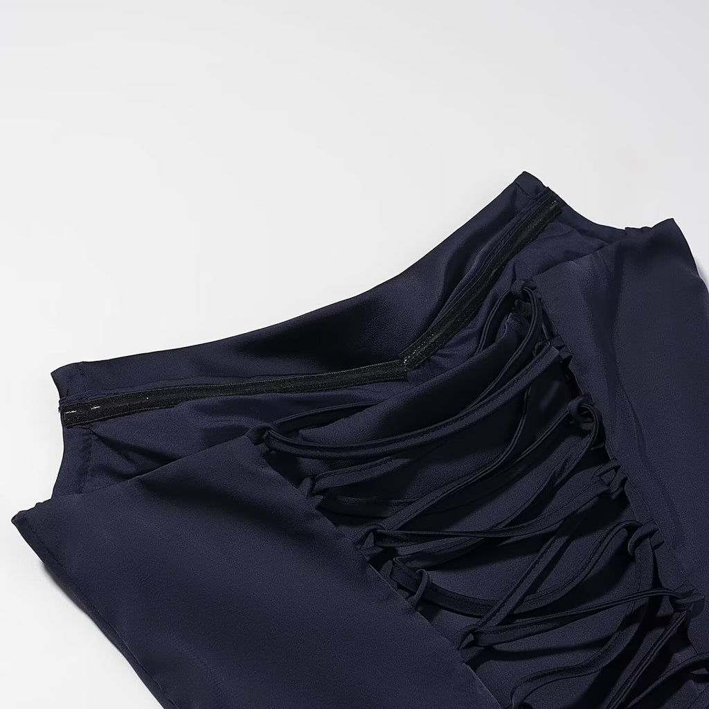 Summer Women Clothing Pleated Elegant Sleeveless Slim Fit Evening Dress Ribbon Tube Top Dress JiaJia