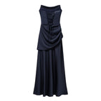 Summer Women Clothing Pleated Elegant Sleeveless Slim Fit Evening Dress Ribbon Tube Top Dress JiaJia