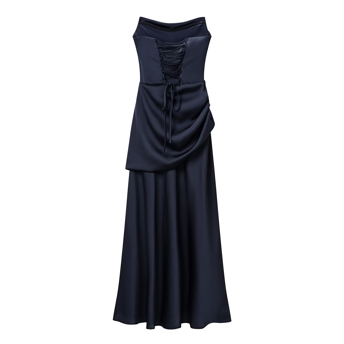 Summer Women Clothing Pleated Elegant Sleeveless Slim Fit Evening Dress Ribbon Tube Top Dress JiaJia