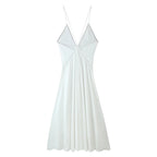 Summer Women Wear Slim Fit Solid Color Halter Deep V Plunge Sexy Backless Dress CHEN