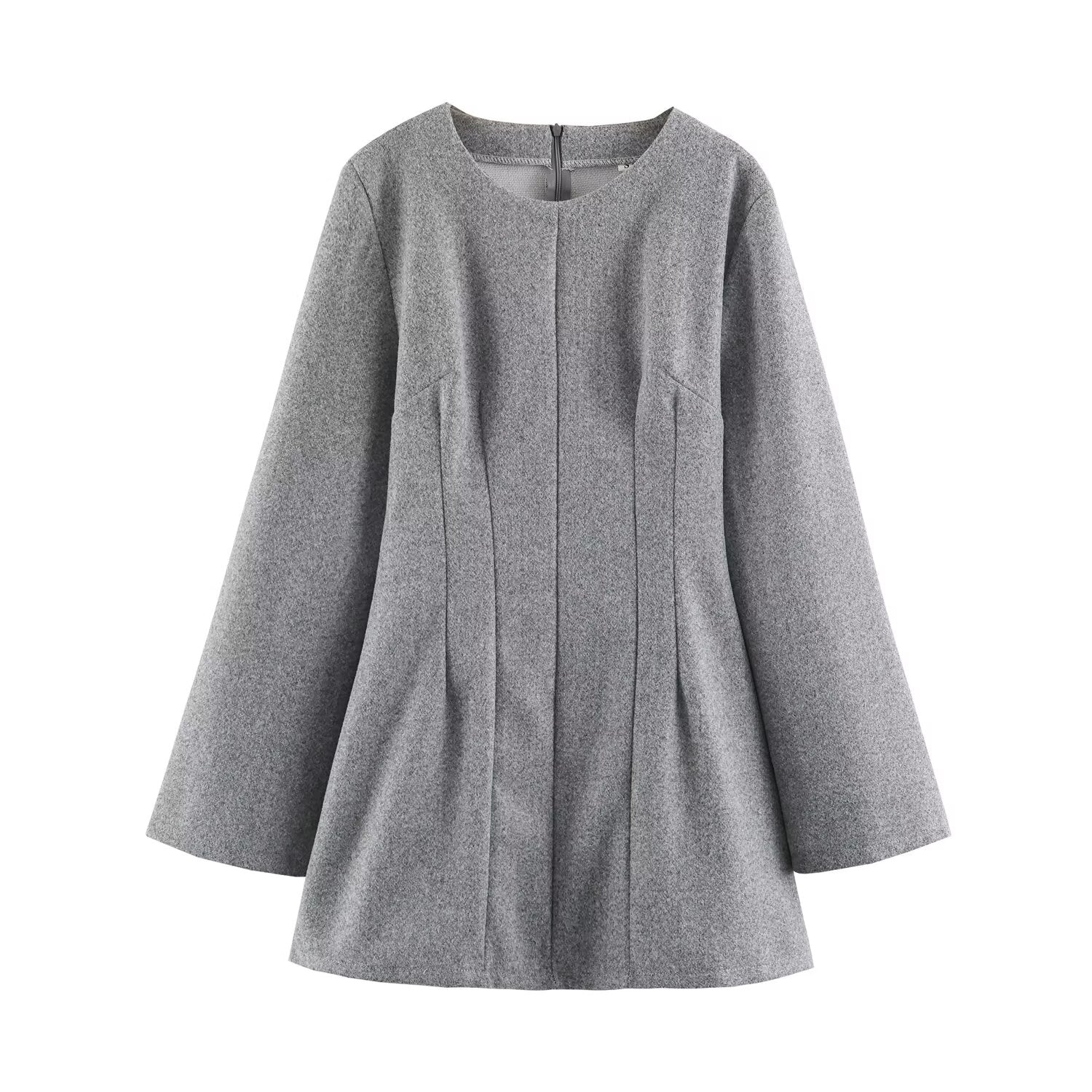 Women Clothing Summer Fashionable Simple Flared Long Sleeve Design Waist Dress LongZest