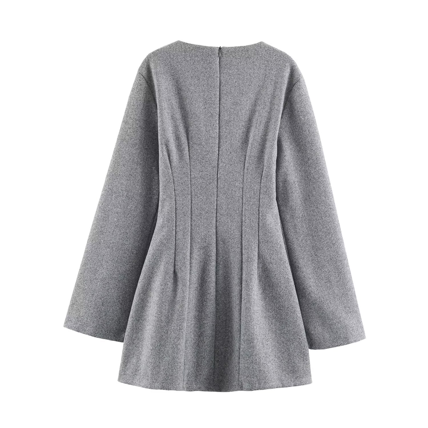 Women Clothing Summer Fashionable Simple Flared Long Sleeve Design Waist Dress LongZest