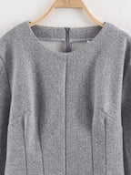 Women Clothing Summer Fashionable Simple Flared Long Sleeve Design Waist Dress LongZest