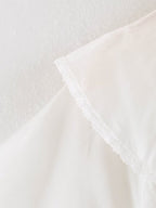 Women Clothing Summer Lace V neck Patchwork Ruffled French White Shirt LongZest