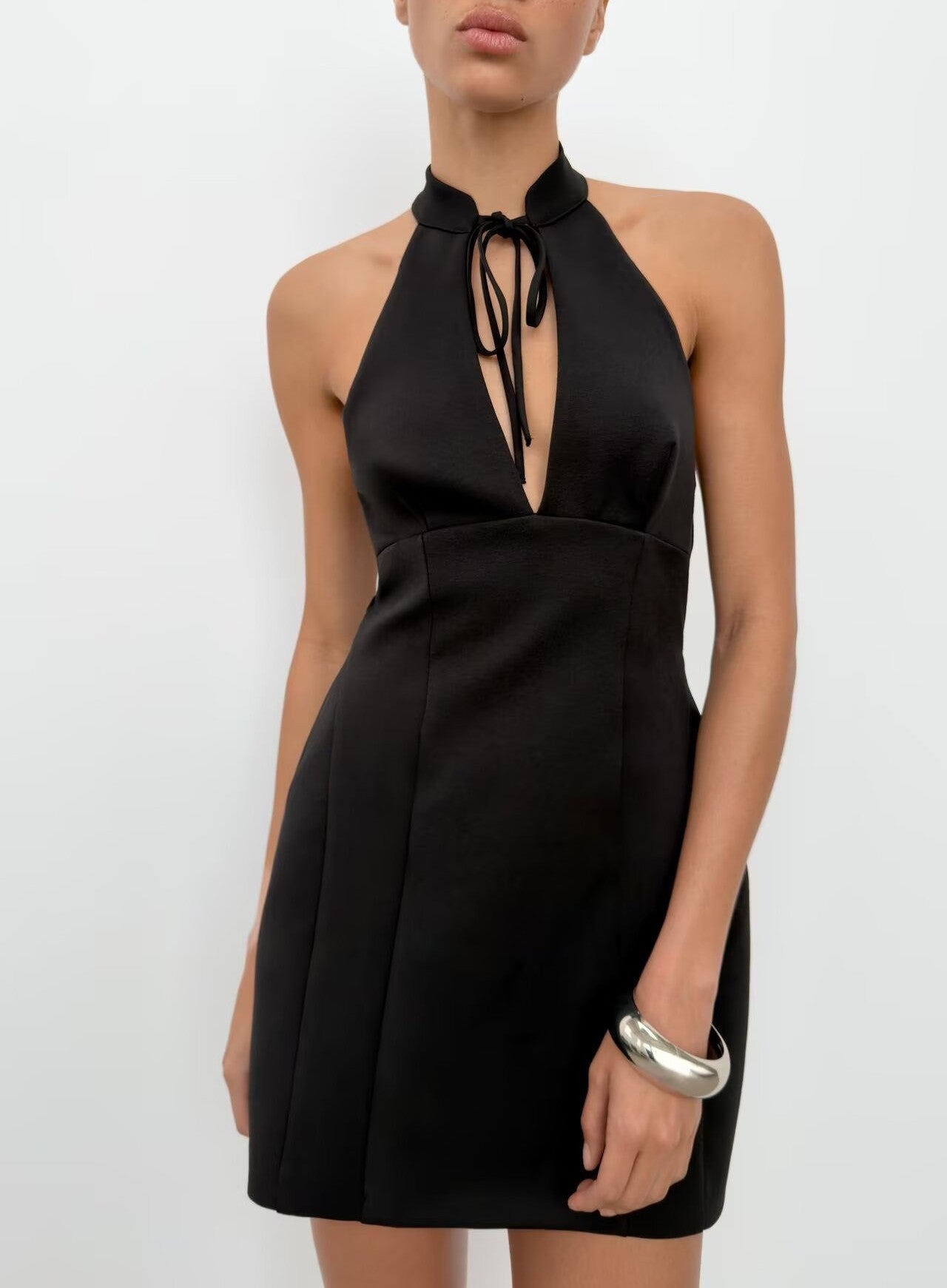 Women Clothing Summer Lace up Hanging Collar Short Dress flightCourse