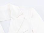 Women Clothing Simple Elegant White Slim Fit Backless Silk Satin Texture Short Blazer SenDa